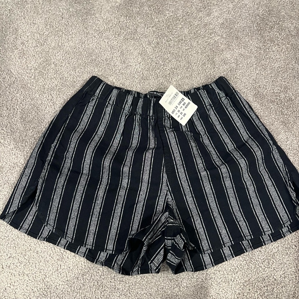 Brandy Melville Black and White Striped High Waist Shorts